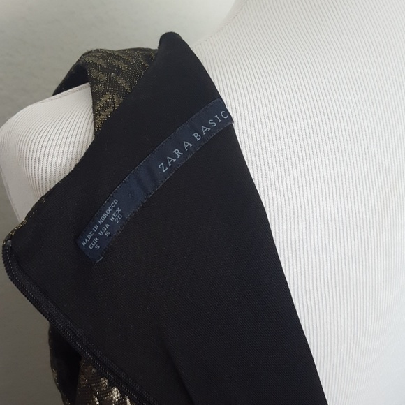 SOLD. Zara Basics Jacquard Gold Sleeveless Dress - Picture 5 of 5